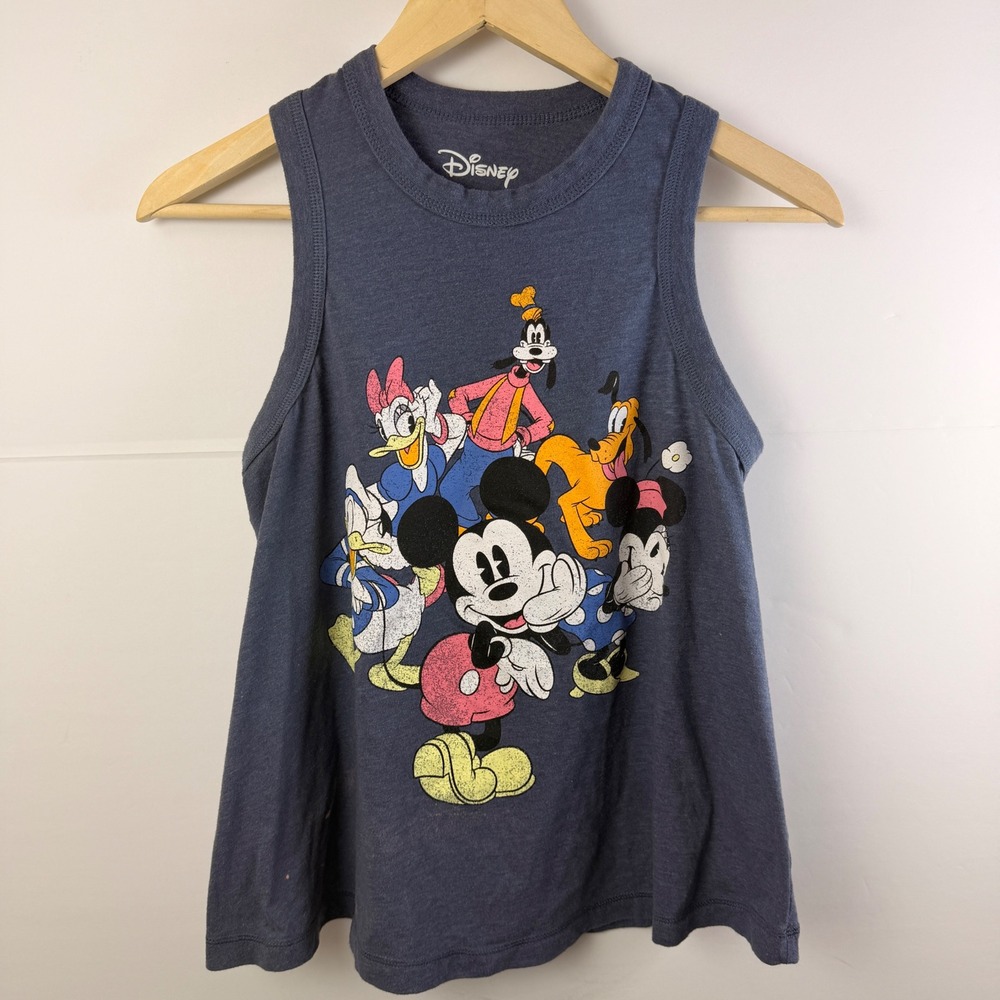 Disney Mickey Friends Womens XS Sleeveless Tank Top Graphic Navy Jerry Leigh